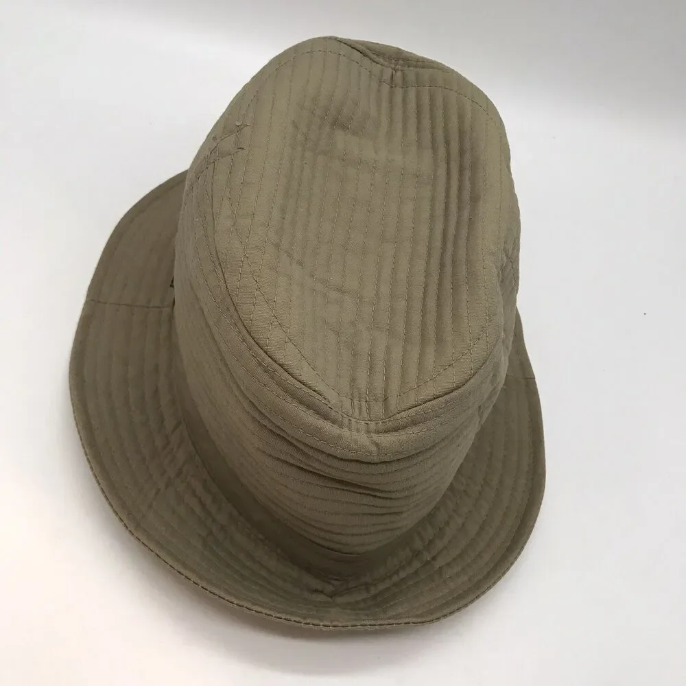 London Fog Weatherized Quilted Hat Khaki Tan Men's Fitted Fedora Bucket Style